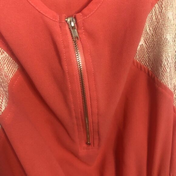 Chloe k coral pink casual dress zip front 0129 - Picture 7 of 7